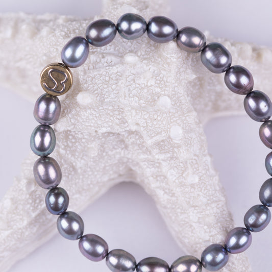 SandBracelet Elastic - Freshwater Grey Pearl